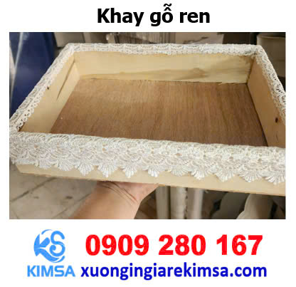 Khay gỗ ren gói quà tết